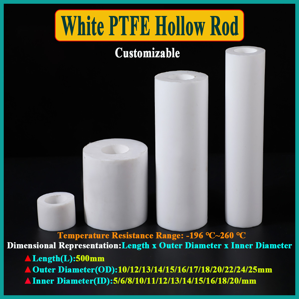 Ptfe Tube - 1Pcs 흰색 PTFE 중공 막대 폴리