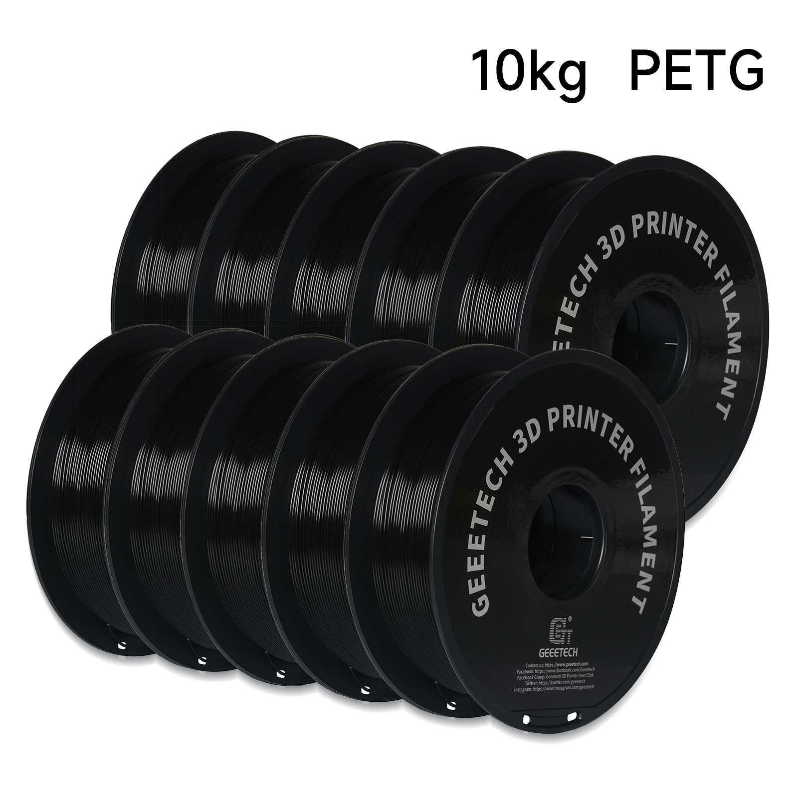 Filament 1.75 - GEEETECH 10Kg 한 상자 매트/PETG/실크 PLA/TPU/ABS