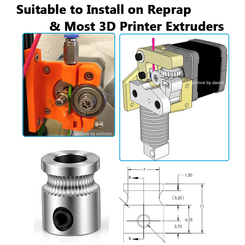 3D 프린터 리랩 압출기 풀리, MK8 드라이브 기어, - Direct Drive Extruder 리뷰 및 가격
